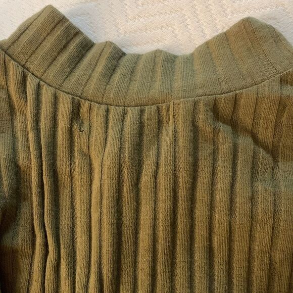 Monteau Womens XL Olive Green Knit Sweater Ribbed Quarter Sleeve Mock Neck - Picture 12 of 12